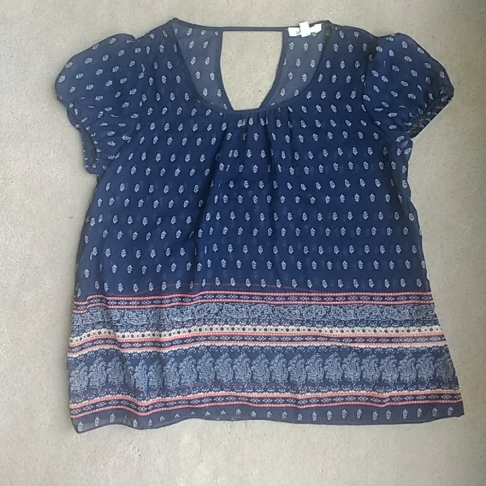 NWOT Junior's Sheer Paisley Print Peasant Blouse